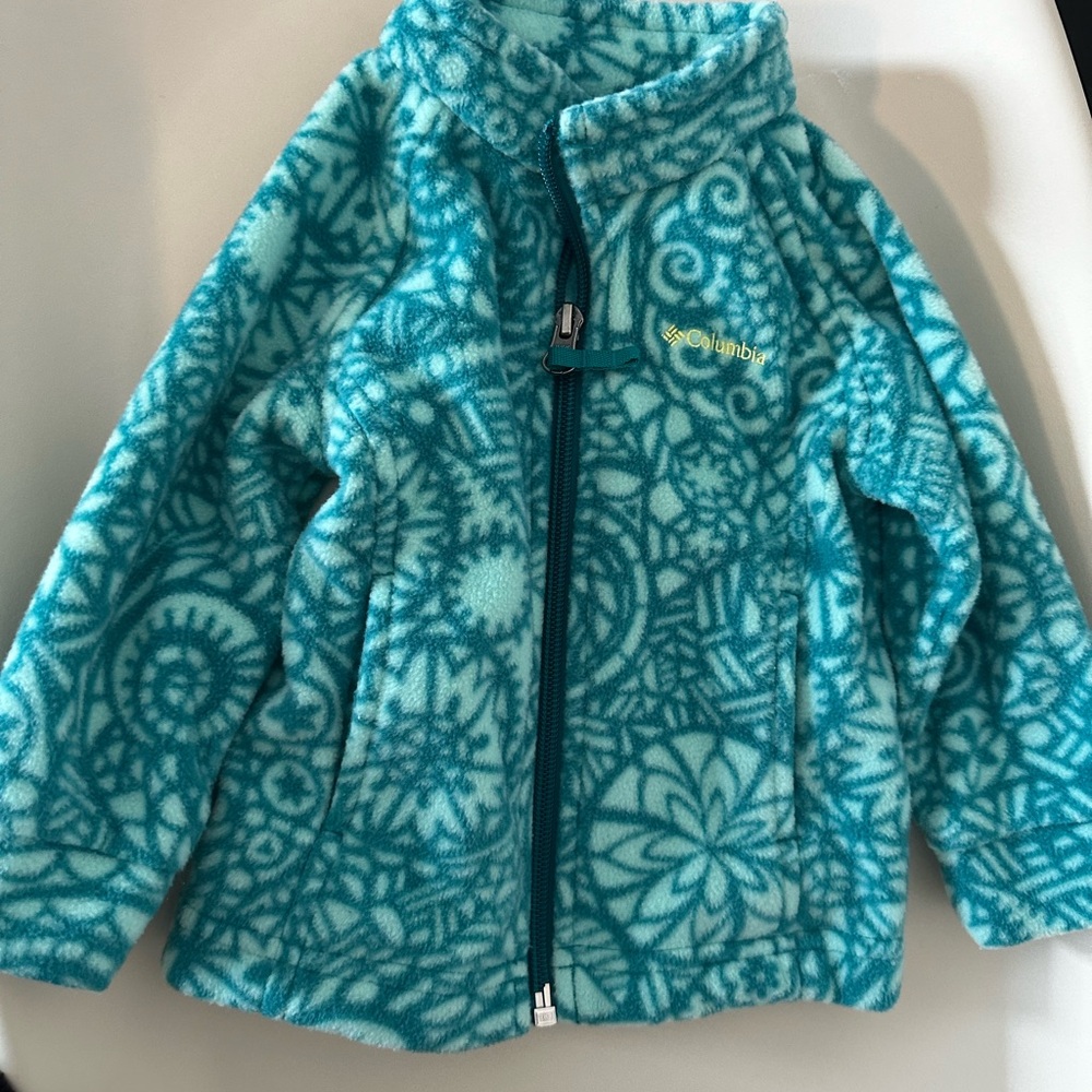 Columbia Teal Patterned Fleece Jacket